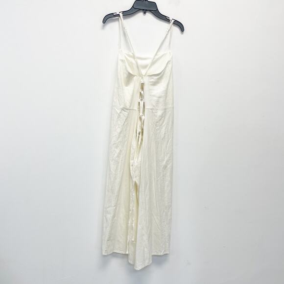 Wild Fable Women's Linen Lace Tie Back Summer Midi Slip Dress Off White Size 00 - Picture 3 of 6